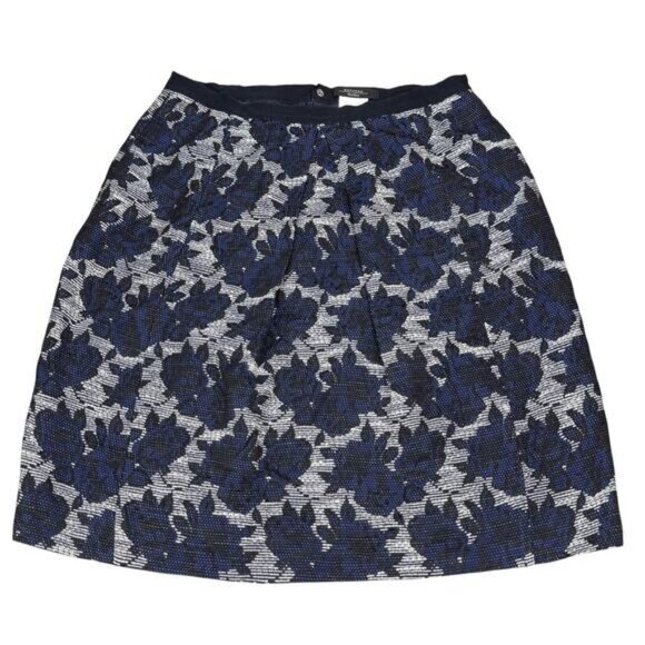 Weekend MAX MARA Floral Blue White Tapestry Textured A-Line Skirt Size 8 - Picture 2 of 6